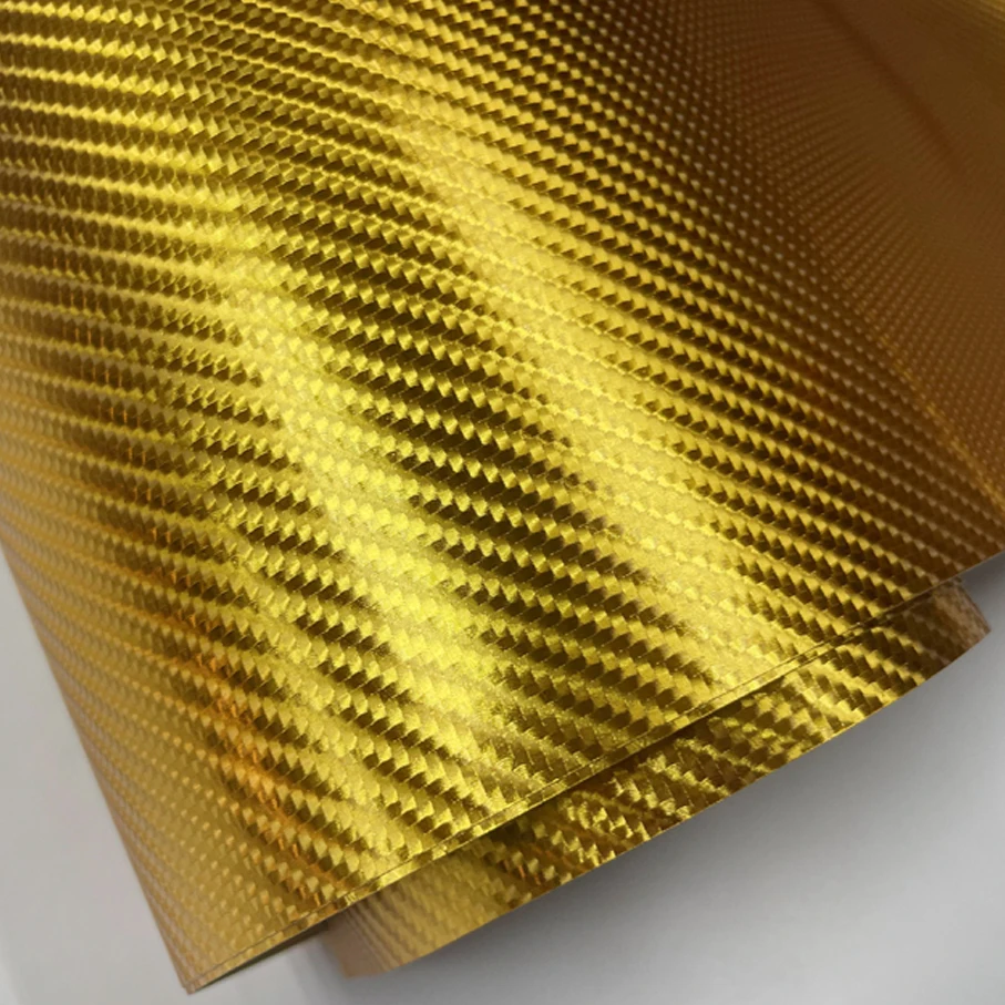 Premium Chrom 4D Goldene Carbonfaser-Vinylfolie Motorrad-Karosserie-Aufkleber Auto-Folienzubehör Wrap-Folie Aufkleber