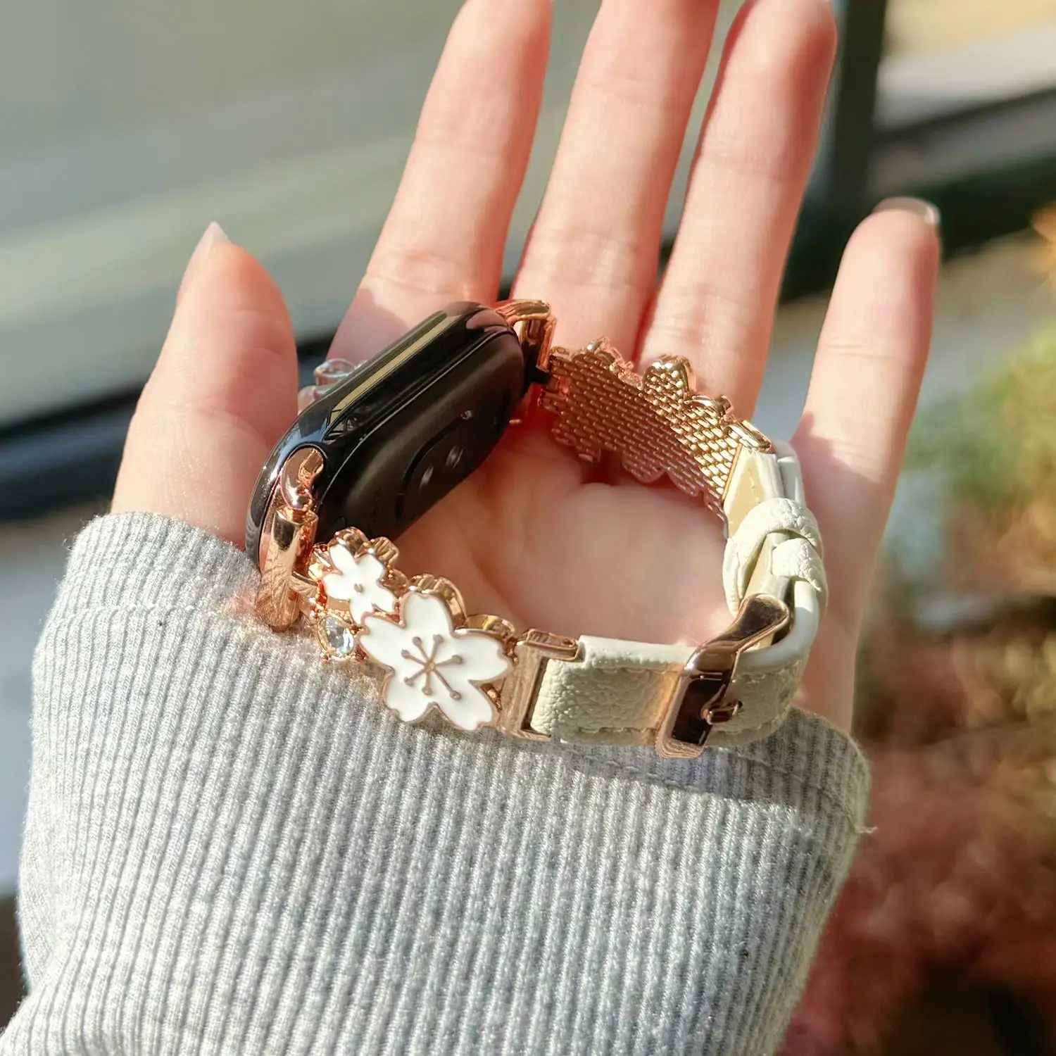 Nice Fashion Flower Leather Loop For Xiaomi Band 10 9 8 NFC Accessories Watch Strap Women