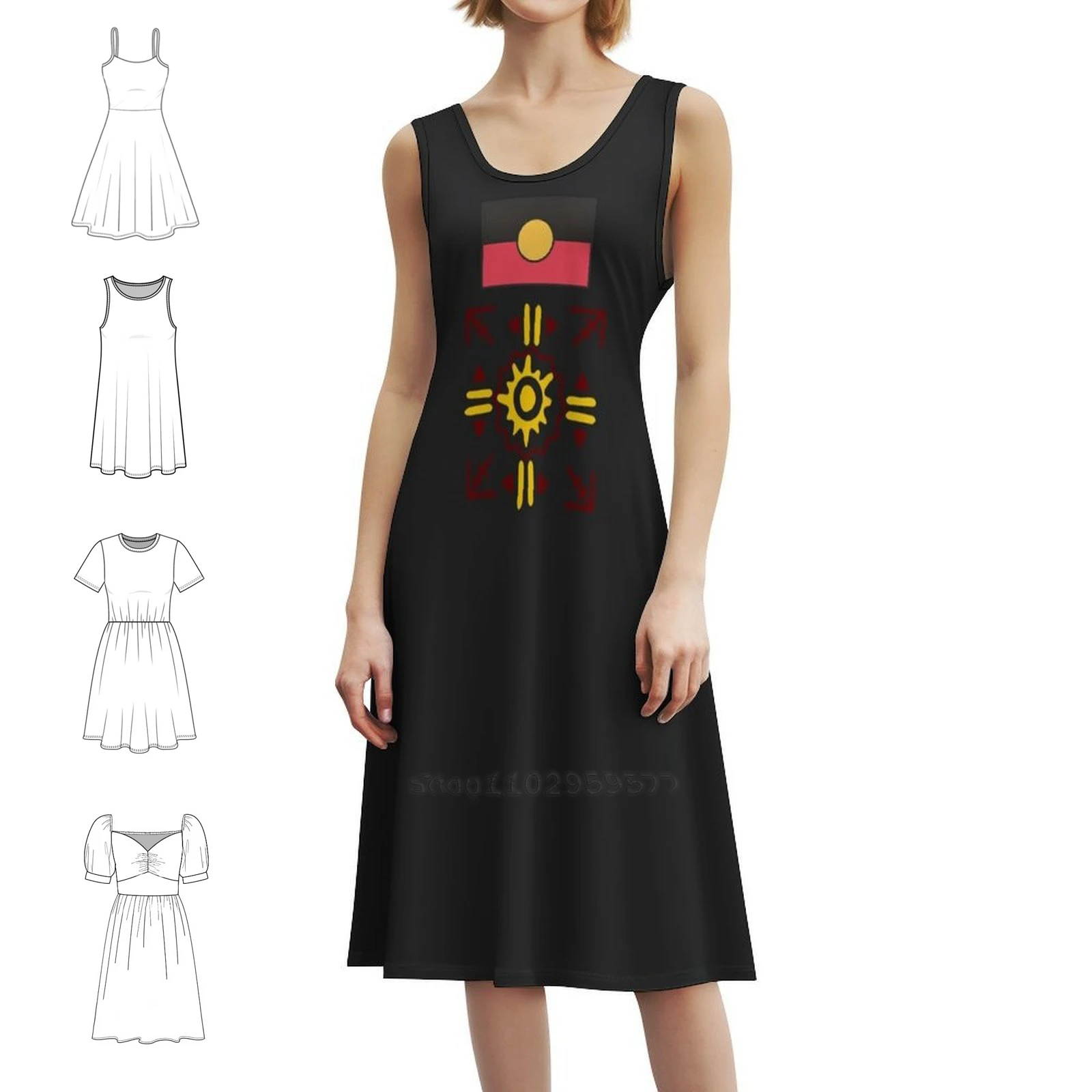 فستان قصير على طراز السكان الأصليين Preppy للنساء على شكل حرف a فضفاض مناسب فستان يوم غير رسمي ملابس نسائية أستراليا من السكان الأصليين