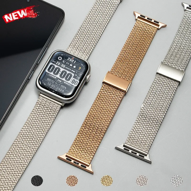 Milanaise-Armband für Apple Watch Ultra 3 49 mm 44 45 38 41 42 46 mm Edelstahlarmband Band Iwatch Serie 11 10 978 SE Correa