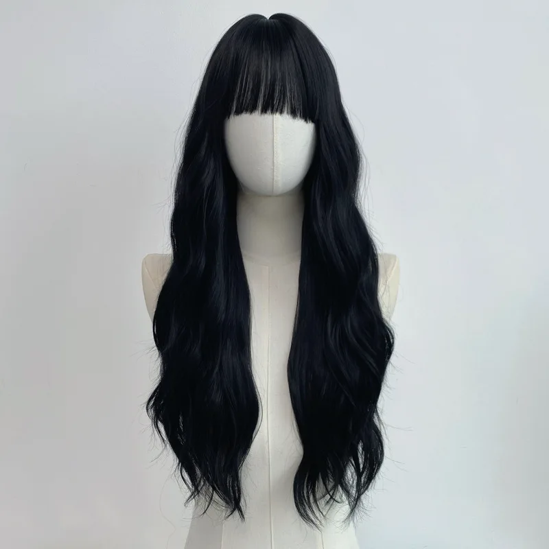 Wig full head cover for women, large wavy curls, fashionable rose net, matte silk long hair