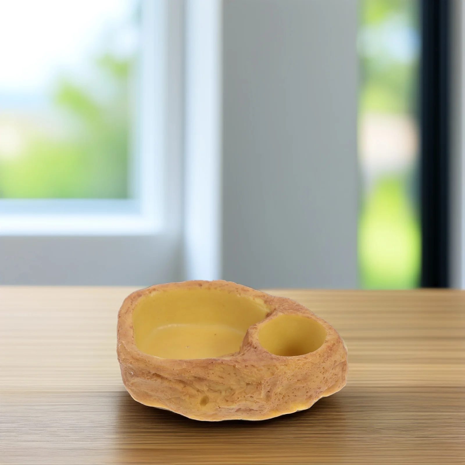 

Reptile Water Dish Simulated Rock Landscape Pot Resin Pet Feeder Food Orange Deep Basin