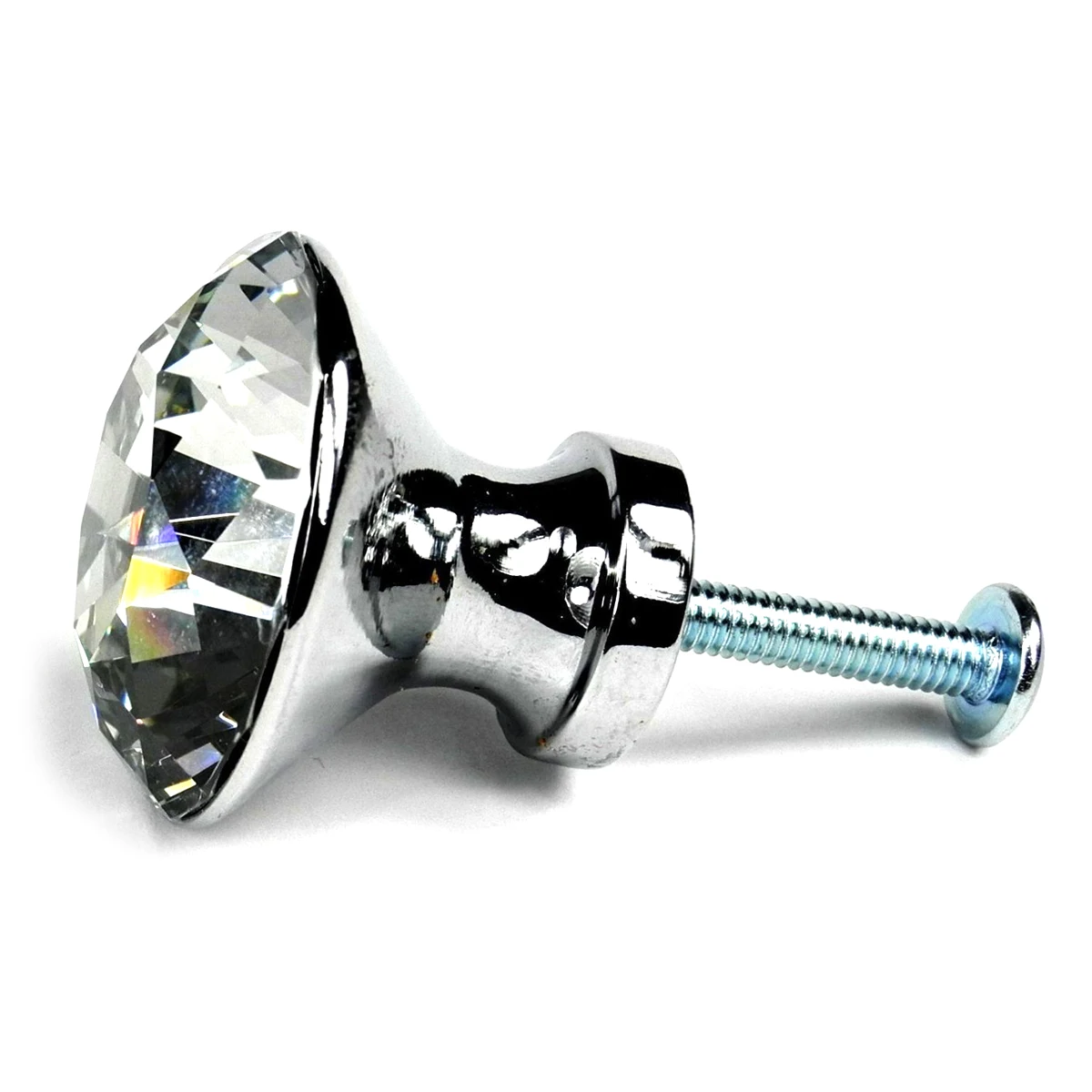 

5pcs Diamond Crystal Glass Knobs Clear Zinc Alloy 30mm Diameter 32mm Height Cabinet Door Handles Drawer Furniture Hardware