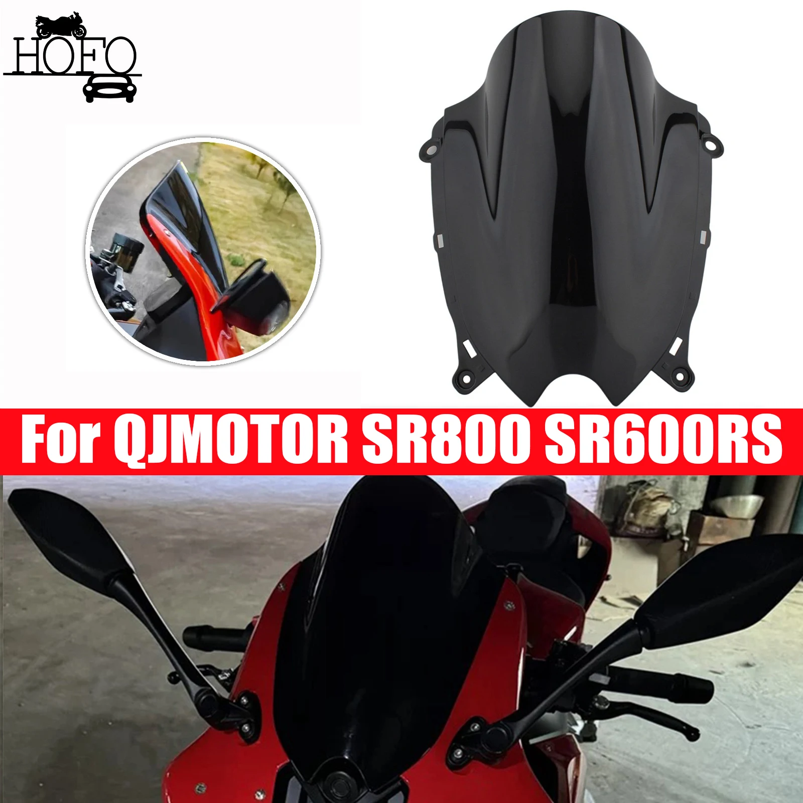 

For QJMOTOR SR800 SR600RS Motorcycle Front Windshield Windscreen Screen accessories