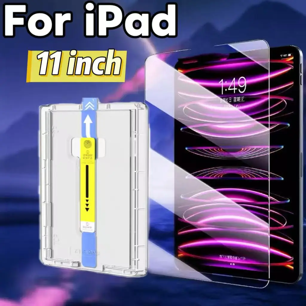Gehärtete Glasfolie für 2024 iPad Pro 11 Zoll, automatische Staubentfernung, Displayschutzfolie, einfache Installation