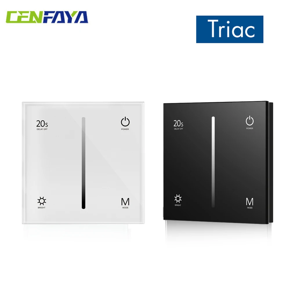 AC Triac Dimmer Light Switch Ultra Sensitive High Strength Glass Touch 86 Panel Fade Mode for Single Color Dimmable LED Lamps
