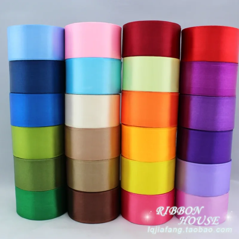 New (25 yards/roll) 2'' (50mm)  22meter  single face Satin Ribbon Webbing Decoration Gift Christmas Ribbons  DIY Candy Box Dec