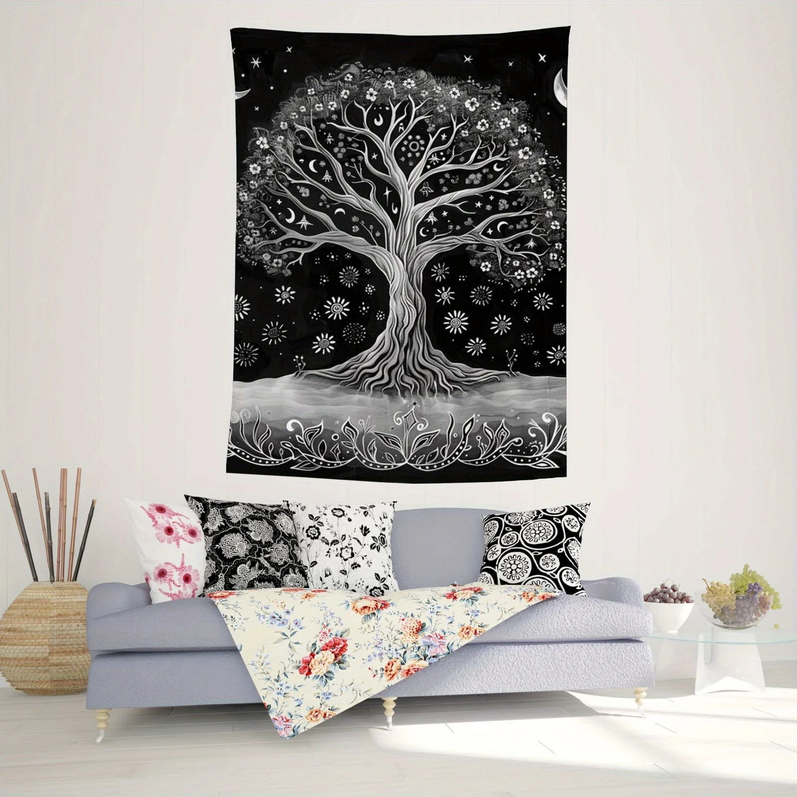 Mystical Tree of Life Tapestry: Enchanting and Serene Wall Art for a Magical, Peaceful, and Inspiring Decor Statement