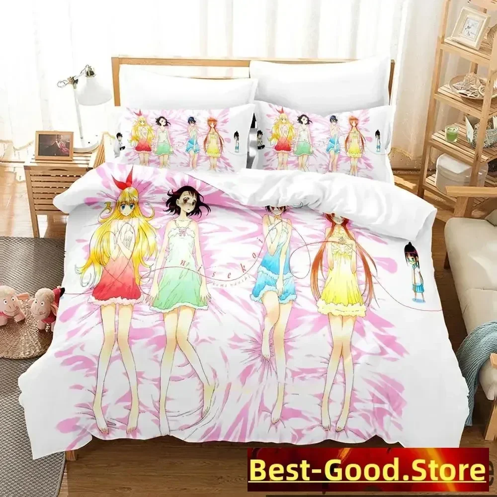 

3D Anime Nisekoi False Love Bedding Set Printed With Pillowcase Bed Duvet Cover Single Double Queen Super King Size boys Adult