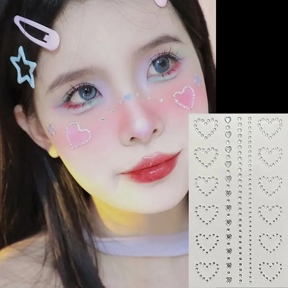 Picture 3: Face Decoration Face Jewelry Sticker Body Makeup Butterfly Flowers Stars Hearts Gemstone Sticker Adhesive Eye Shadow Sticker