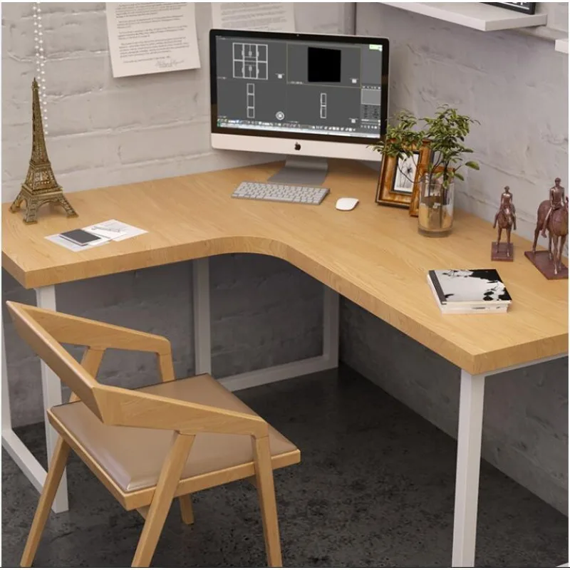 Bedroom solid wood wrought iron desk against the wall, household single and double computer desk