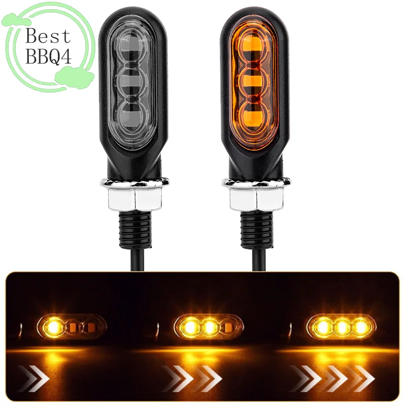 

(BBQ4)Motorcycle Mini LED Turn Signal Lights Amber Flowing Directional Signal Lamp Intermitentes Moto For Cafe Racer