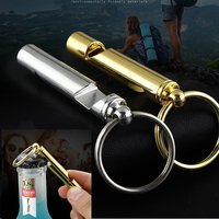 Creative Men Mini Metal Bottle Opener Key Chain Multifunctional Survival Whistle Keychain For Camping Hiking