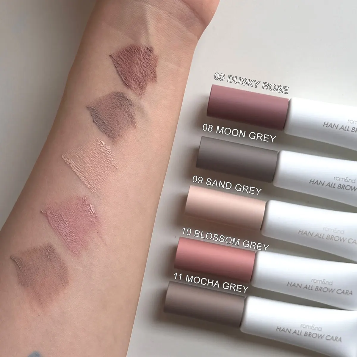 rom&nd HAN ALL BROW CARA, leggero senza agglomeramento, definizione dei fili definite, a lunga durata, resistente allo sbiadimento, scintillante, K-Beauty, trucco coreano