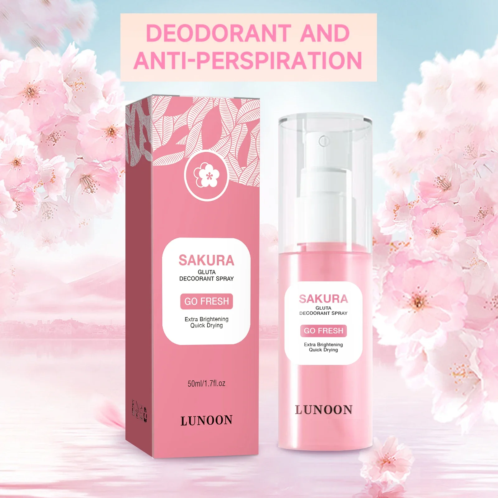 

Deodorant Spray 50ml, Long-Lasting Anti-Perspiration & Odor Control, Quick Dry with Underarm Brightening, Fresh Fragrance