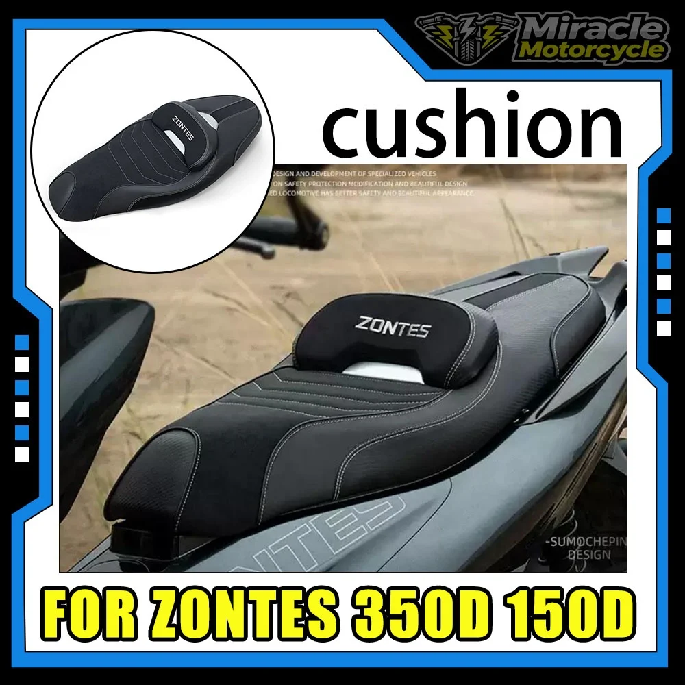 Motorcycle seat assembly with breathable, soft backrest—modification accessory for ZONTES 350D/150D.