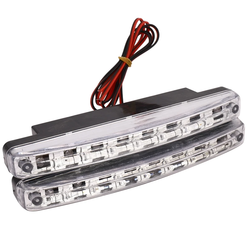 Newest 2Pcs High Quality Super White 8 LED Daytime Running Lights 12V DC Headlight Universal Parking Lamp 12V