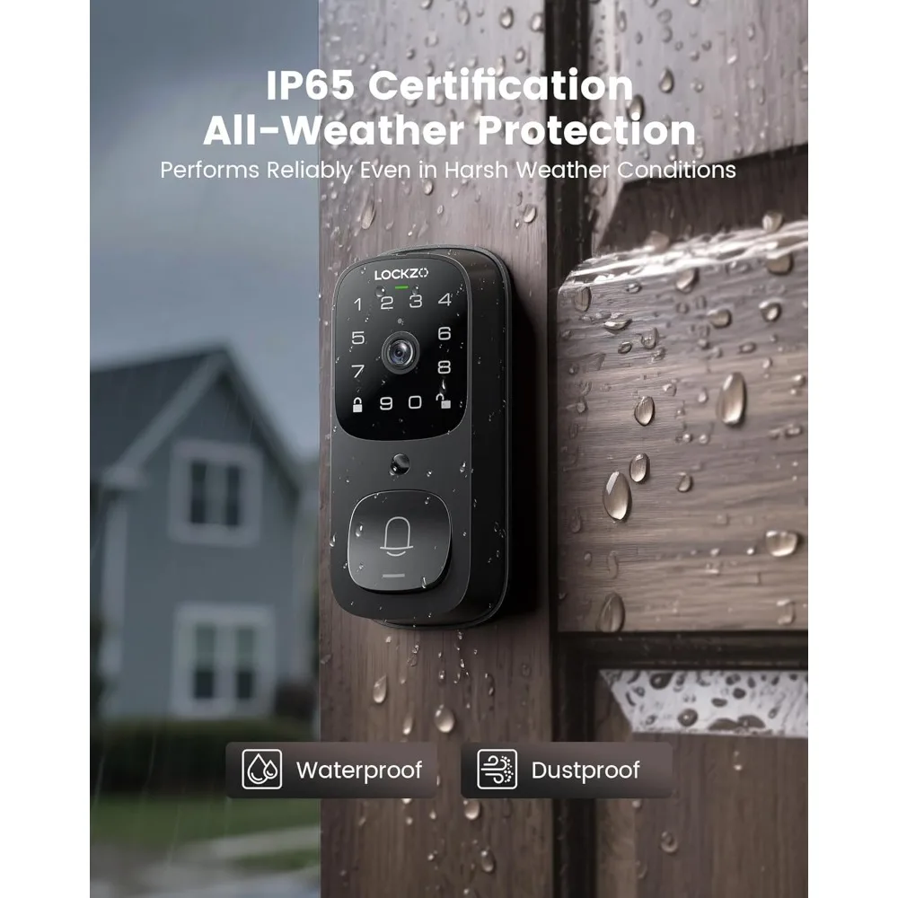 Smart Door Lock with Camera - 6 in 1 Keyless Entry Door Lock, Built-in Wi-Fi Deadbolt for Front Door, Fingerprint, Password, APP