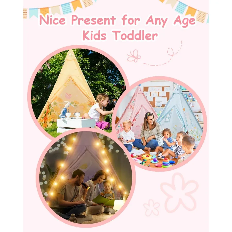 Paquet de 6 tente tipi pour avec matelas gonflable léger tente pour tout-petits tentes de chambre tentes de pyjama de fête tentes de couchage intérieur extérieur Playte