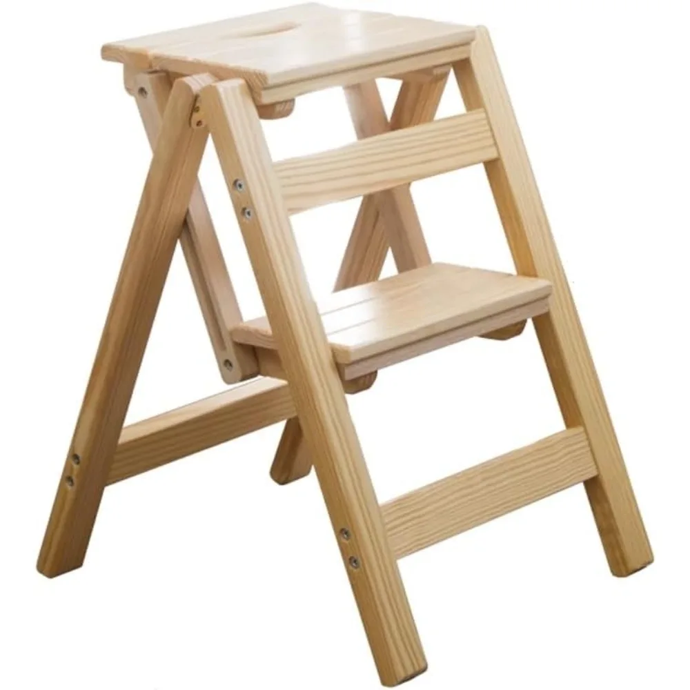 

Multifunctional Portable Wooden Folding 2 Step Ladder Stool Ladder Chair Non-Slip Compact Milti-fuction Safety Household Small F