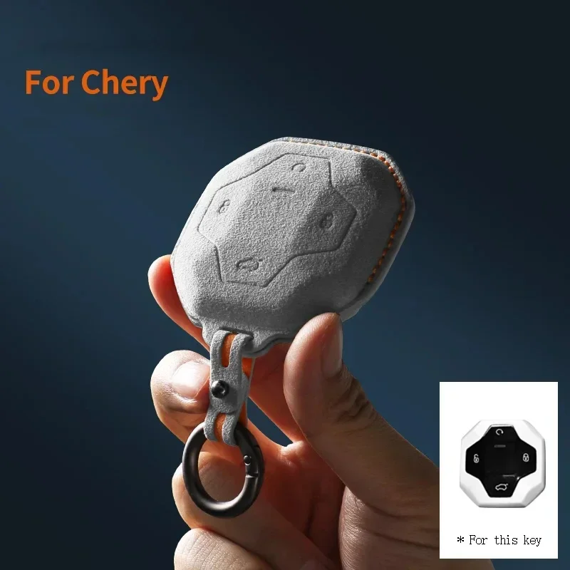 

For Chery JETOUR Tiggo 7 Pro Exeed Tiggo 2 3x Arrizo 5 Pro Gx 5x EQ7 Suede Car Key Case Shell Keychain for Chery Car Key Fob