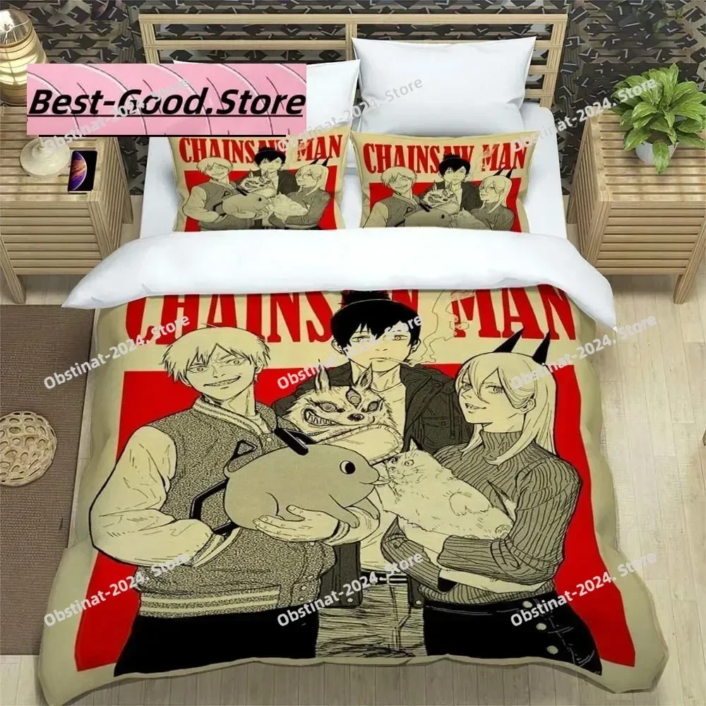 

3D Fashion Anime Chainsaw Man Bedding Set Printed Bed Set With Pillowcase Duvet Cover Soft Single Double Queen Super King Size