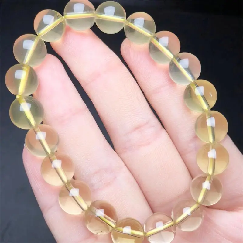 10MM Natural Lemon Citrine Bracelet Women Fashion Charm Crystal Healing Energy Gemstone Yoga Jewelry 1PCS