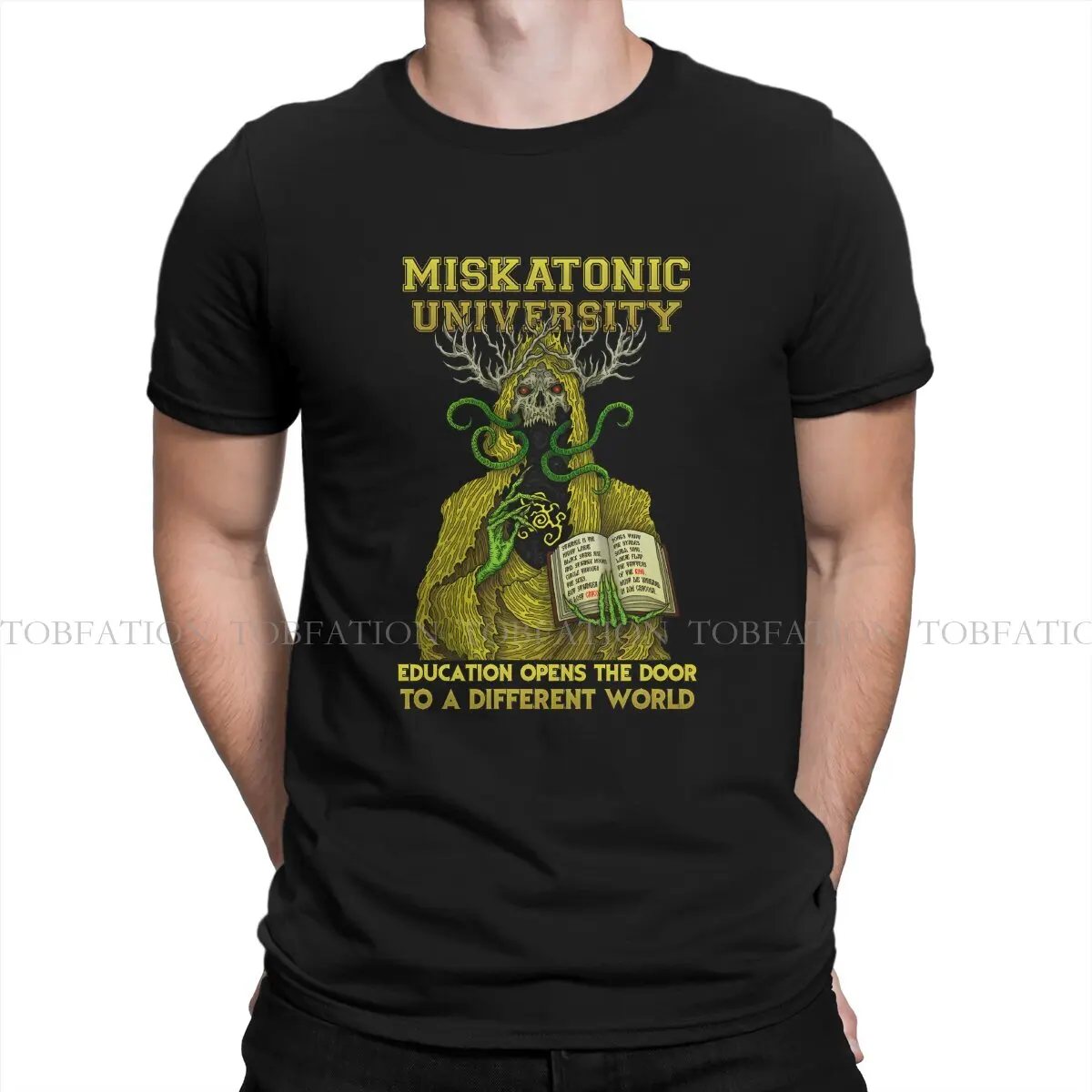 Education Opens The Door To A Different World Round Collar TShirt Miskatonic University Pure Cotton Basic T Shirt