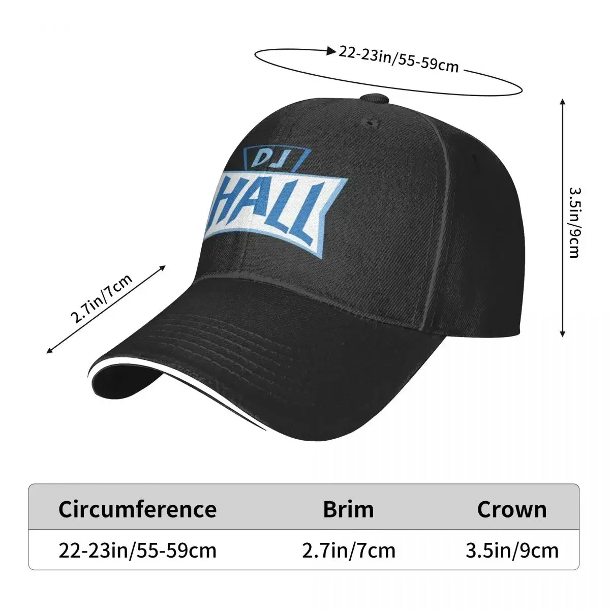 DJ Hall Logo Baseball Caps Snapback Fashion Baseball Hats Breathable Casual For Men's And Women's Customizable Polychromatic