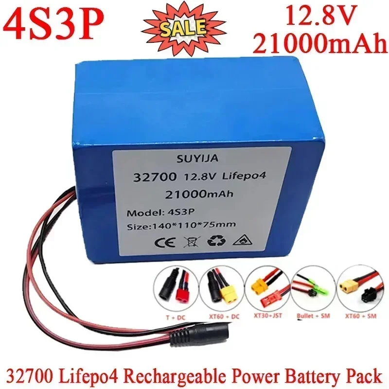 4S3P power battery 12.8V 21000mAh large capacity 32700Lifepo4 built-in 40A balanced BMS12V continuous battery pack solar cell