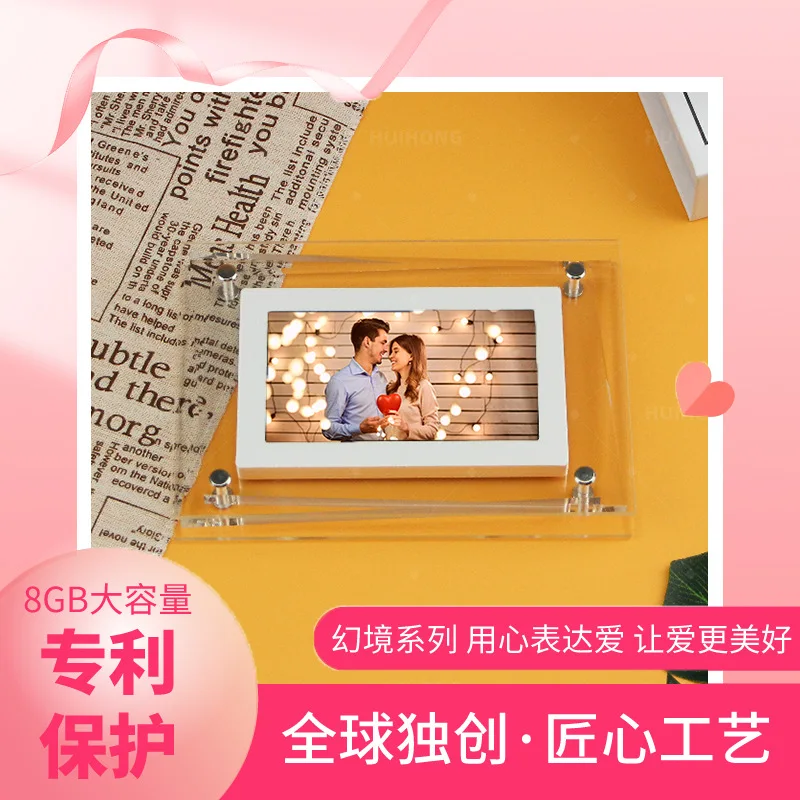 

Customized. Valentine's Day Transparent 5inch Acrylic Album Electronic Photo Frame Photo Digital Disp