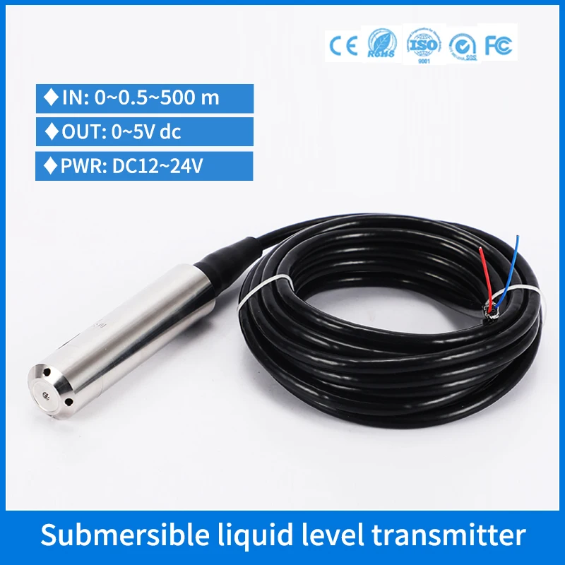 Oil Fuel Tank Level Transmitter Monitoring System Meter 0-5V Dirty Rain Water Level Sensor 50m Pressure Liquid Transmitter