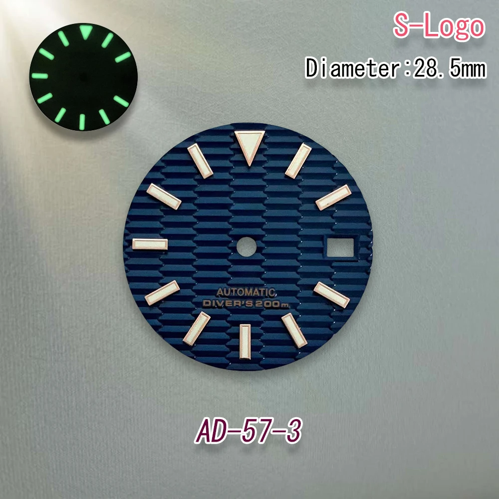 S Logo Dial 28.5mm NH35 SKX007 Dial Fit NH35/NH36/4R/7S Movement Green Luminous 3/3.8/4.2 O'clock Watch Modification Accessories