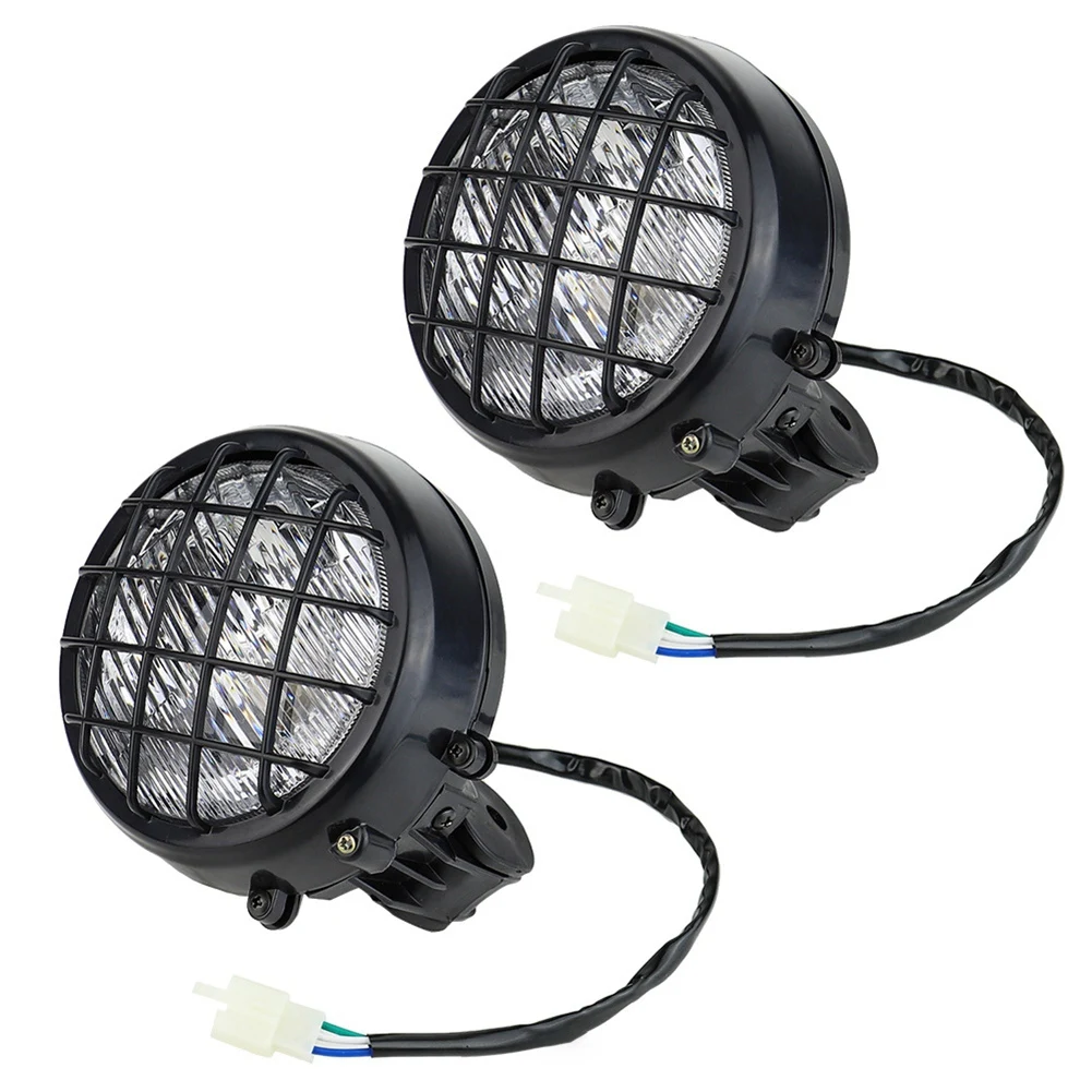 2Pcs Headlight for Yamaha Banshee 1987-2006 Lens Bulb Lamp Grill Warrior Headlights Assembly Lens Bulbs Lights Grills