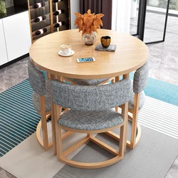 Round Mobile Dining Tables Set Kitchen 4 Chairs Center Wood Table Extendable Minimalist Parlor Floor Mesa Comedor Home Furniture