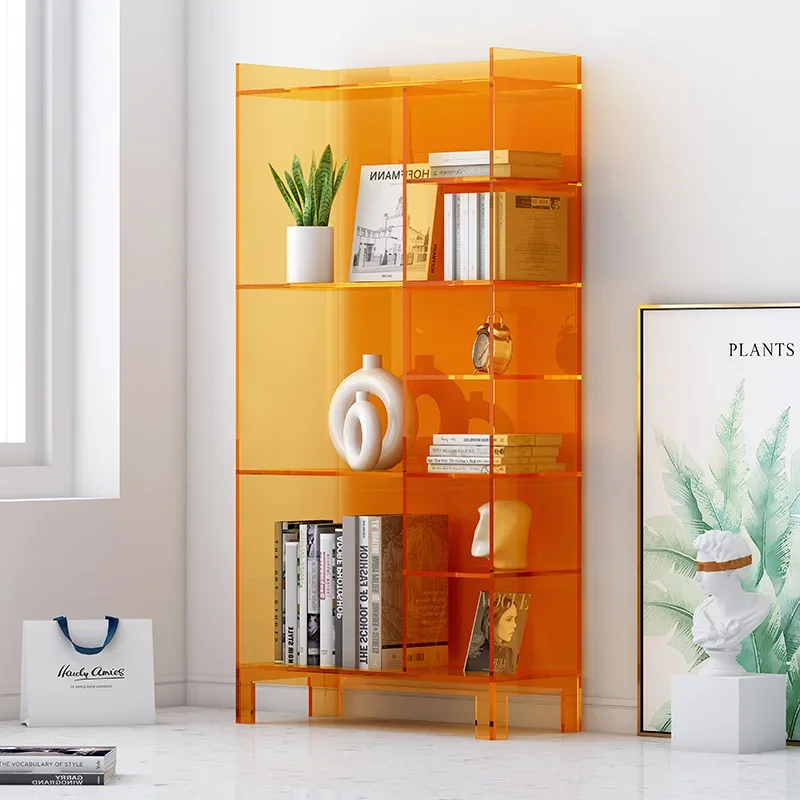 Acrylic bookshelf shelf Floor-to-ceiling multi-layer shelf Reading bookcase Display shelf Living room storage