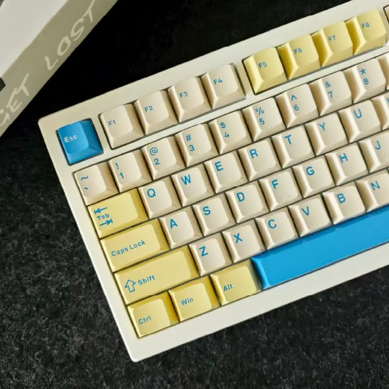 Yellow blue keycaps PBT personalized splicing wooting keys  mechanical keyboard keycaps DIY customized 61 68 75 87 98 104 108key