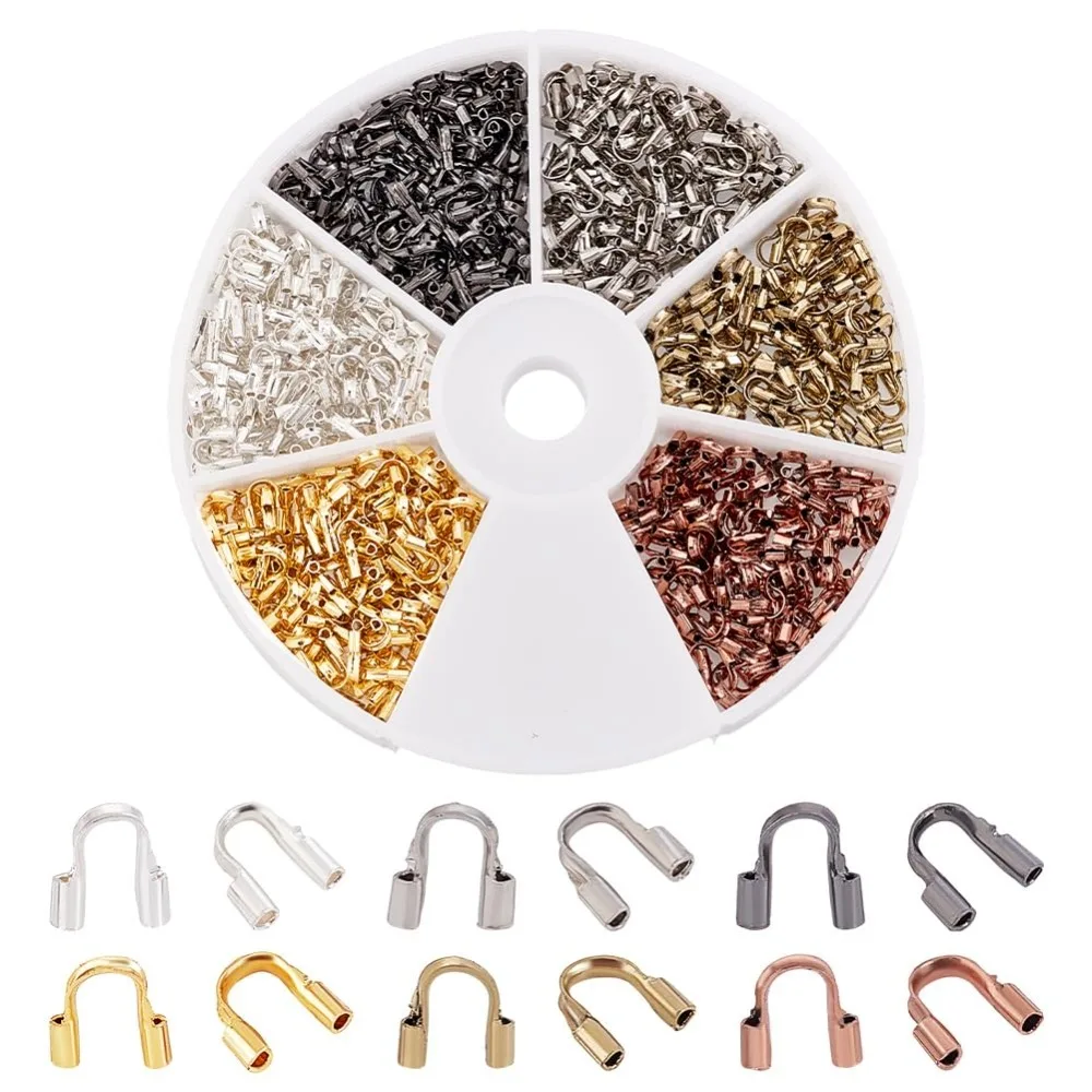 

600pcs 6 Colours Brass Wire Guardian Cable Thread Protector U Shape Wire Guard Loops Horseshoe U-Shaped Clasp