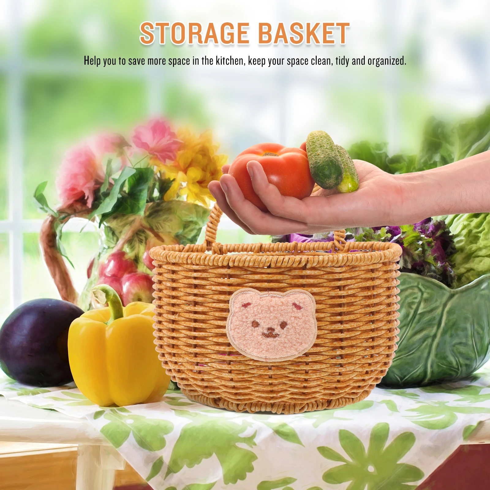 

Kitchen Storage Woven Hanging Basket Large Vegetable Wall Fruit Small Garlic Ginger Egg ganizer Space Saver Fresh Color Matching