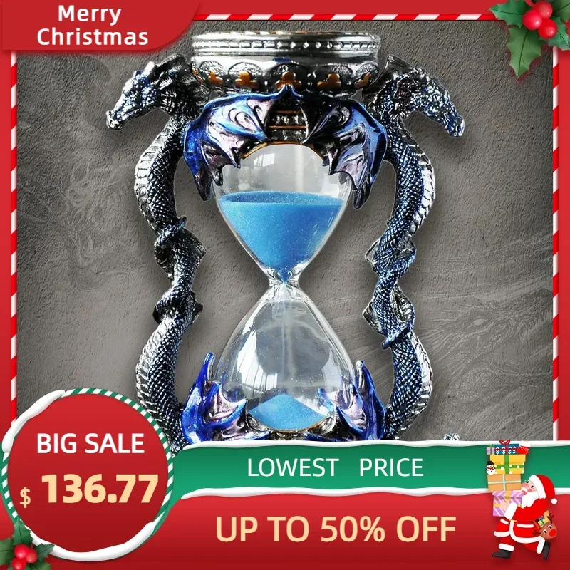 Yemeng Jiade-Dragon Shaped Metal Hourglass, 15 Minute Timer, Creative Decoration, Home Accessories, Birthday, Christmas Gift