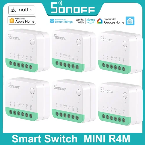 Imagen 1 del producto SONOFF MINIR4M Matter Extreme WiFi interruptor inteligente relé de separación disyuntor de escena eWeLink Control de voz Alexa Google Home Smartthings