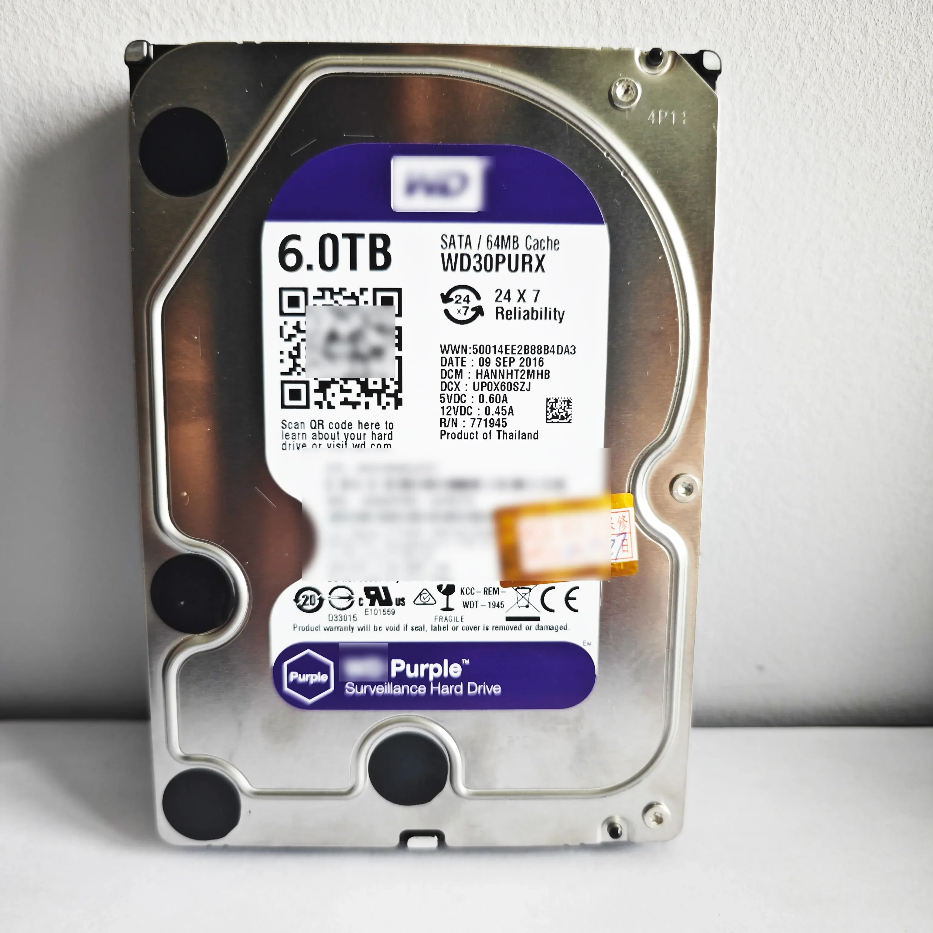 6TB HDD 3.5 , almost new, purple, NVR DVR CCTV hard drive, high speed used 6TB hard disk drives, 3.5 inch, nas storage