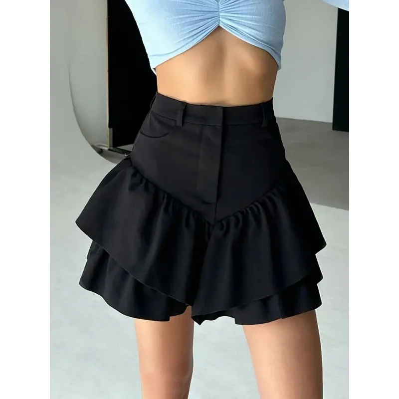 

Women's Short Skirt, Black Cotton Linen, High Waist, Girlish Style, Sexy, Elegant, Spring Fashion, Yy18