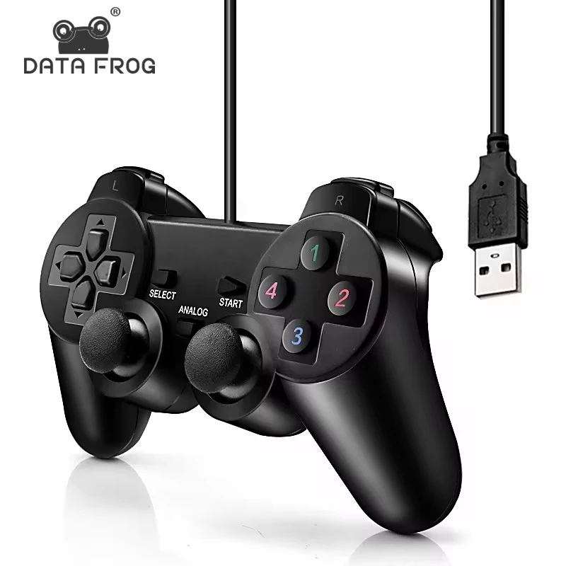 DATA FROG Vibration Joystick Wired USB PC Controller For PC Computer Laptop For WinXP/Win7/Win8/Win10 For Vista Black Gamepad