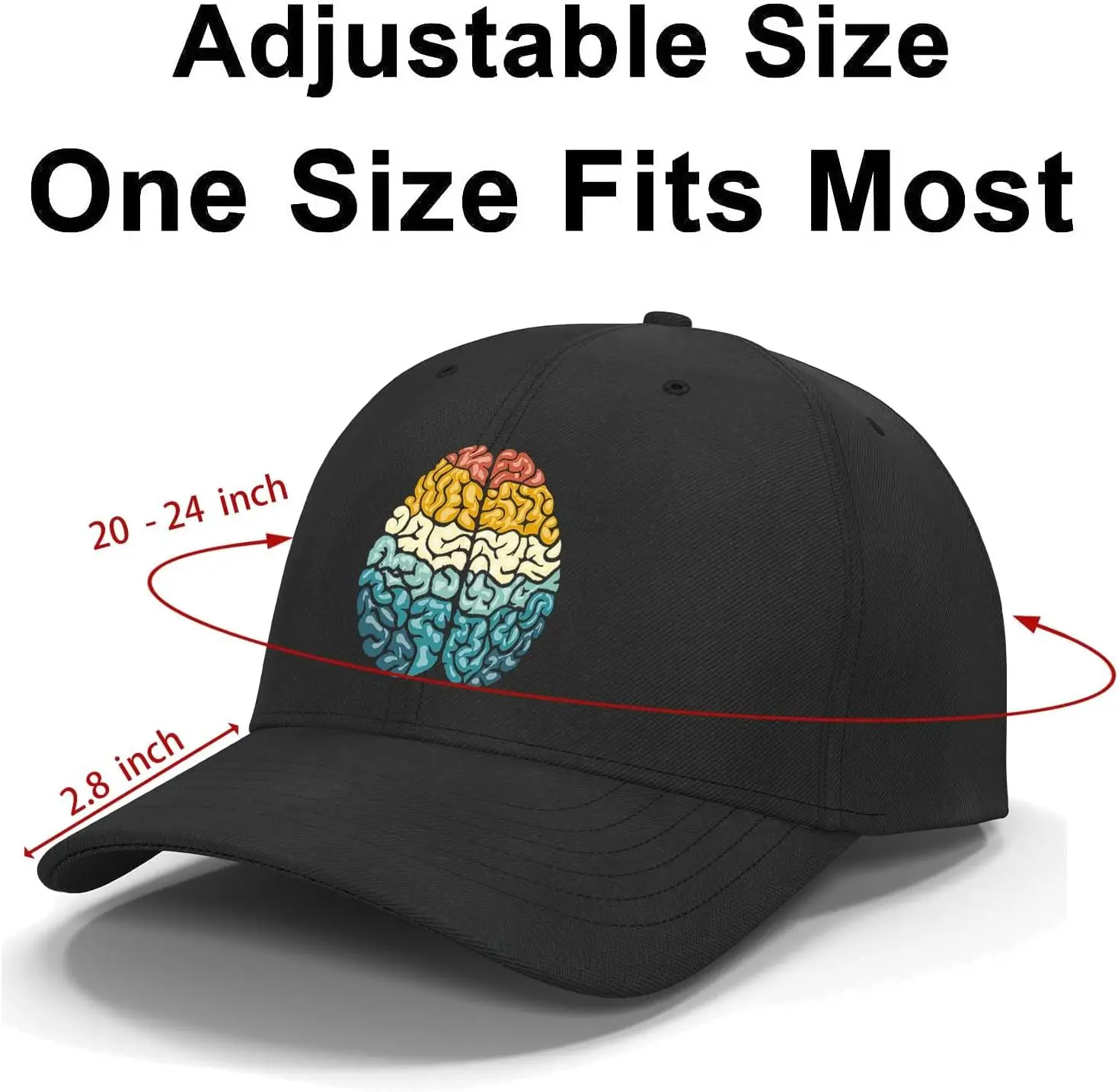 Colorful Brain Funny Baseball Cap Adjustable Dad Hat Unstructured Cotton Trucker Cap One Size Men Golf Hat image 4