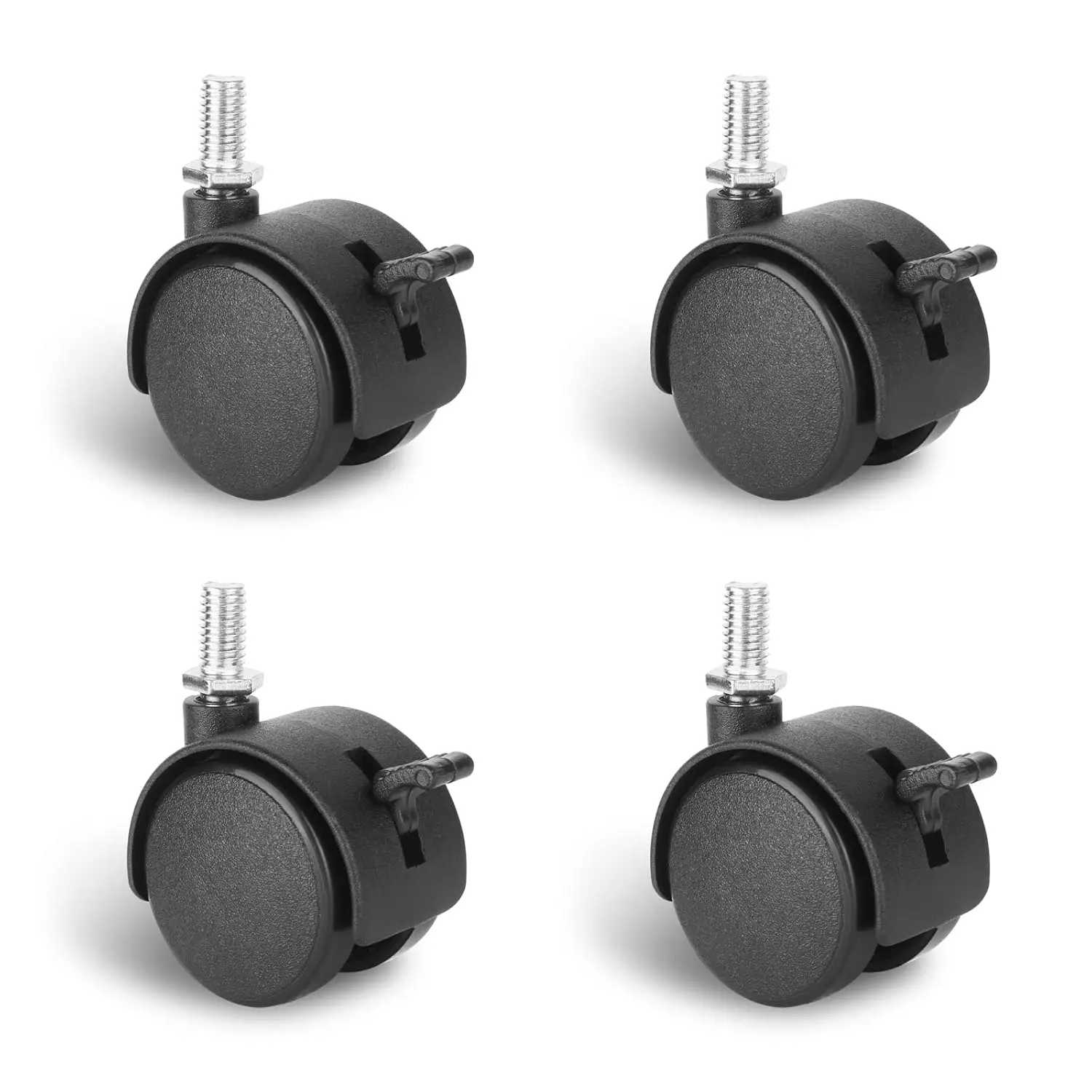 

4 Pack 1.5 Inch Swivel Caster Wheels with Locking Brake, M8 Threaded Stem for Furniture & Shelves