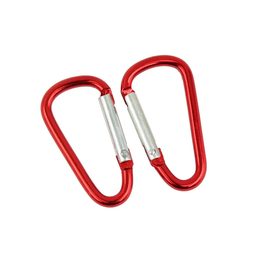 20 Pieces Red D Shaped Aluminum Carabiner Hook Keychain Snap Clip Climbing