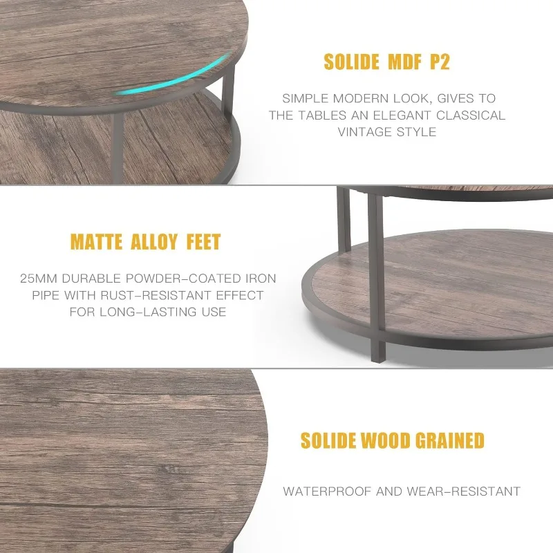 Escritorio de madera rústica de 2 niveles con estante de almacenamiento, mesa de centro de acento de diseño moderno, mesa de sofá Industrial, muebles para el hogar (nogal)