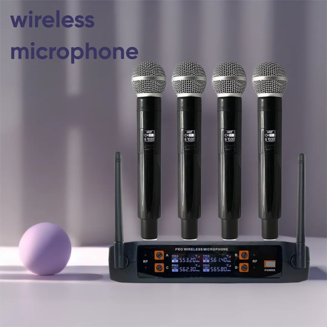 GAW-GLD4 Lowest Price 4 Channel UHF VHF Wireless Microphone Karaoke Speaker Performance System Handheld KTV Mic