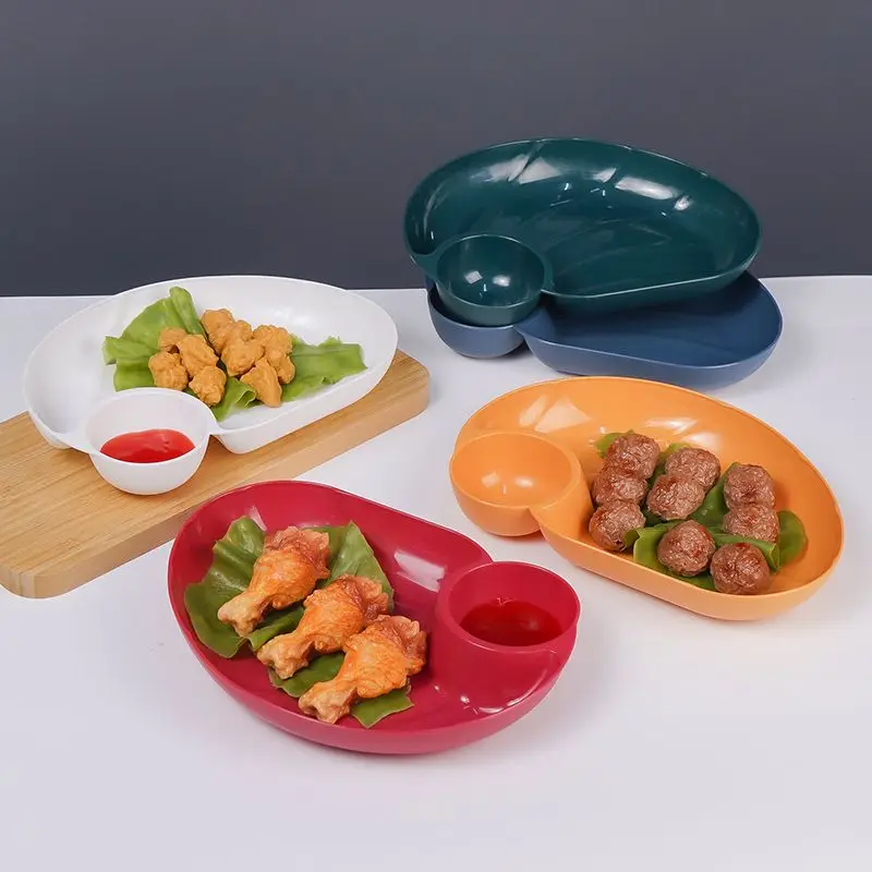 Large Dumpling Plate Vinegar Plate PP Material Dividing Japanese Household Square Dumpling Plates Tray Snack Trays